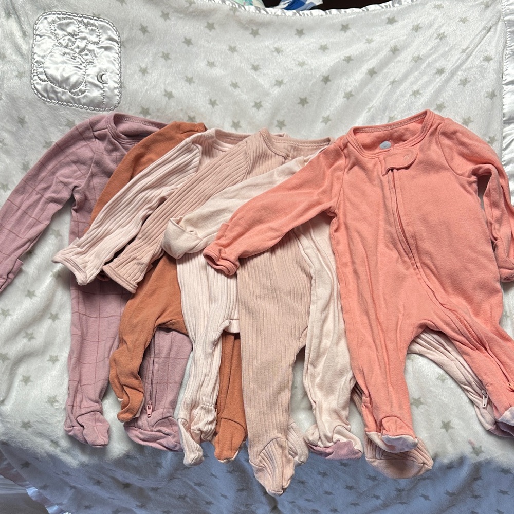Set of 6 - Cloud Island- Cozy Kids One Piece - Pink and Orange